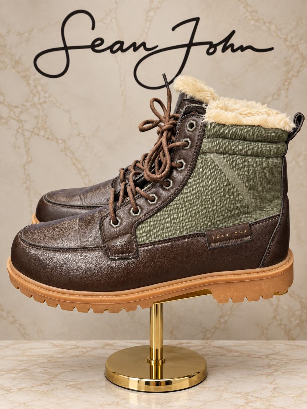Hardlined by Sean John Brown Green Leather Chukka Boots Men’s 12 EU 45